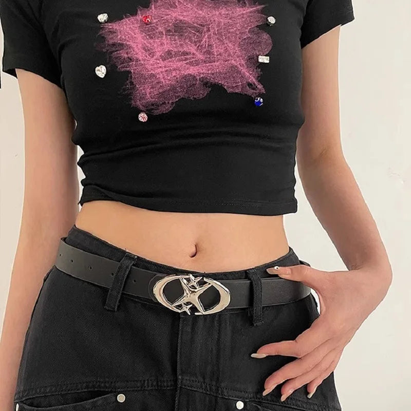 Varenzi Y2K Punk Gothic Belt — Vintage PU Leather Waistband