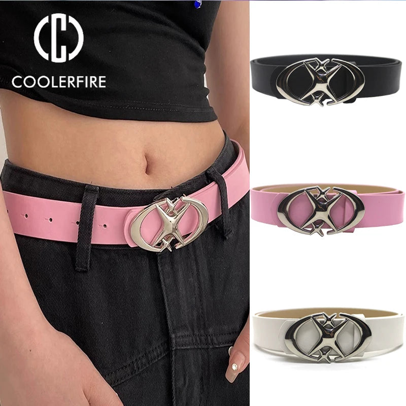 Varenzi Y2K Punk Gothic Belt — Vintage PU Leather Waistband